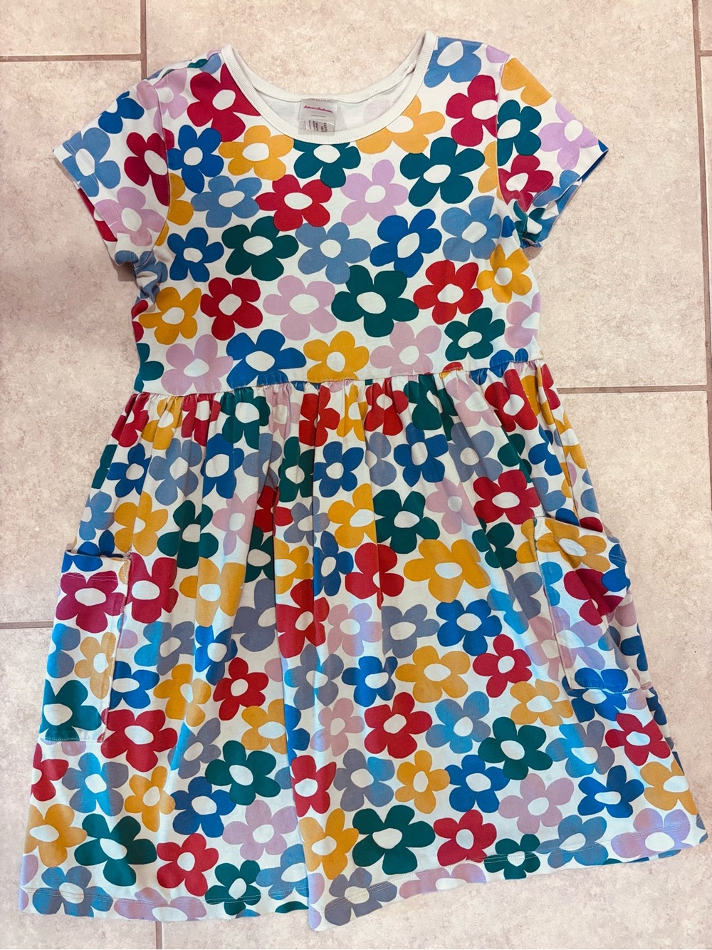 Hanna Andersson Bright Floral Pocket Dress - Red, Yellow, Blue, Green, Purple
